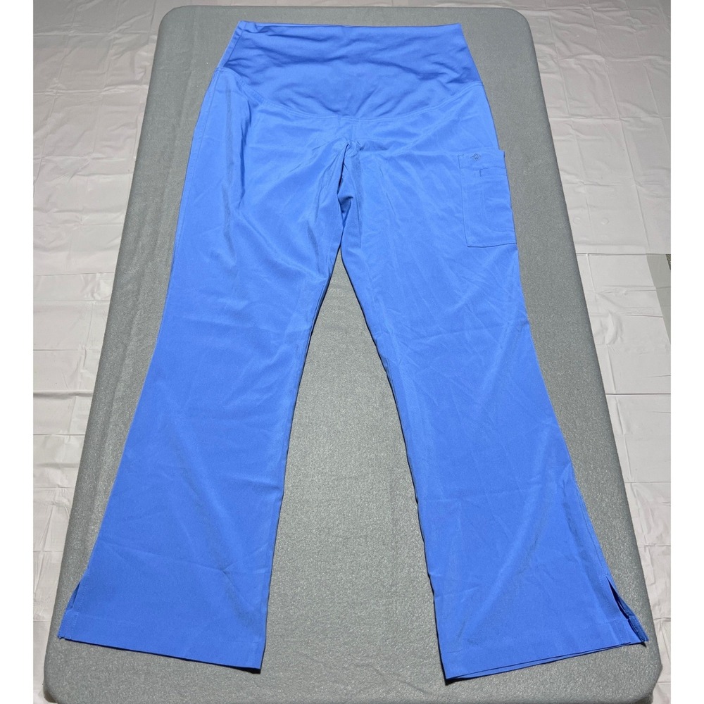Med Couture Maternity Yoga Waist Scrub Pants Ceil Blue 8727 Medium